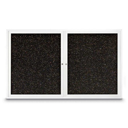 United Visual Products Sliding Door Indoor Enclosed Corkboard, 7 UV9027ACSH-BLACK-MEDGRY